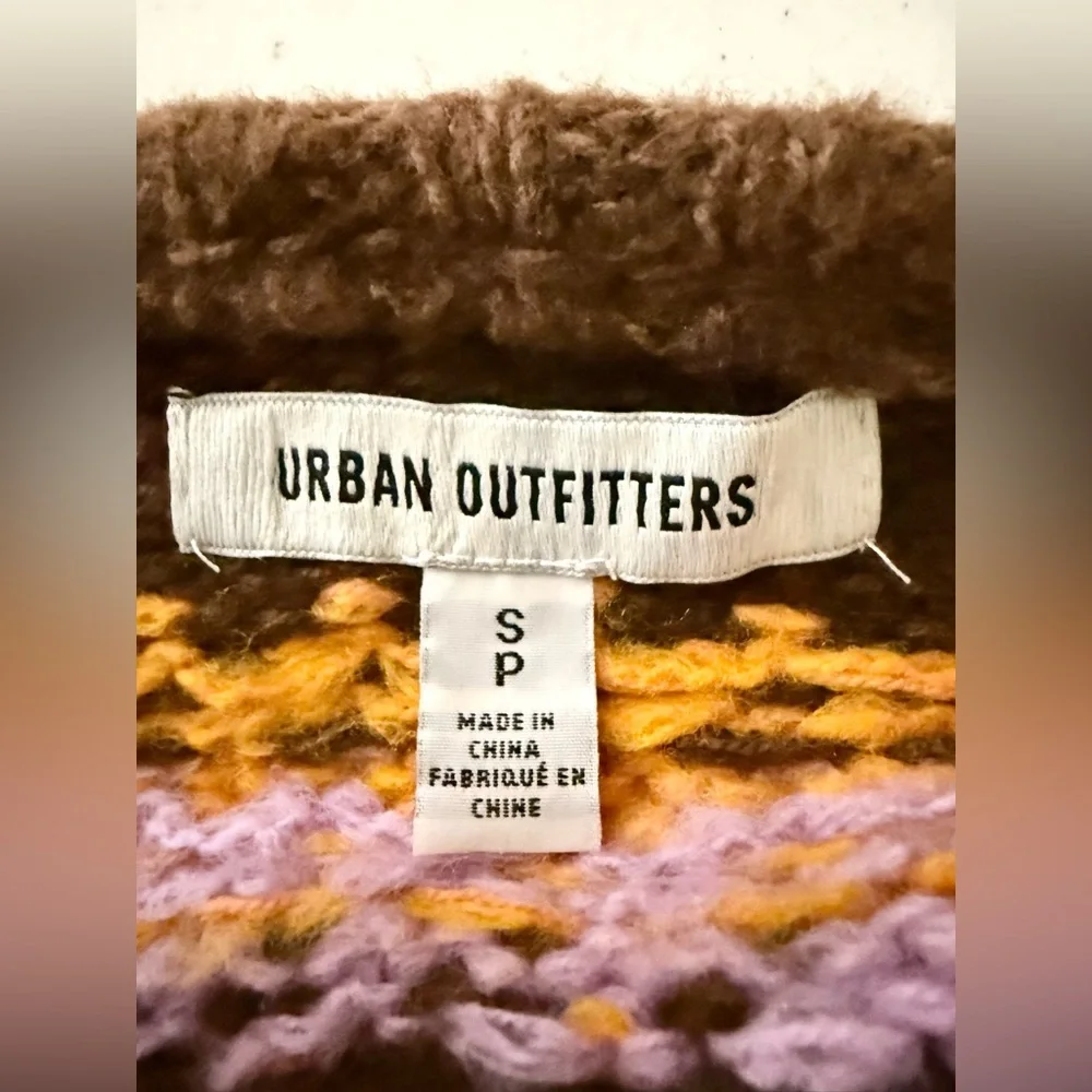 Urban Outfitters Turner Ultra Cropped Relaxed Fairisle Sweater In Brown Size SP